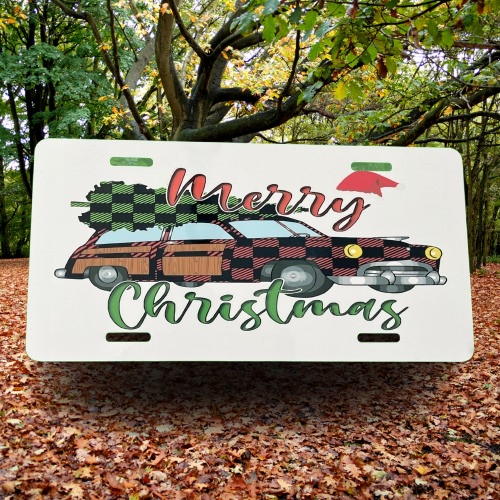 YDPD1763-removebg-preview Plaque décorative " Merry Christmas" - voiture vintage et sapin
