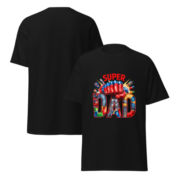 unisex-classic-tee-black-front-and-back-6a3446fa3cf89 T-Shirt « Super Dad » – Le Héros du Quotidien