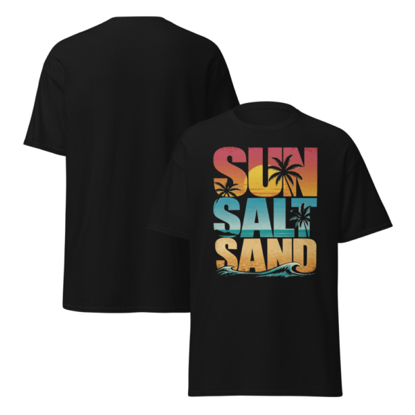 unisex-classic-tee-black-front-and-back-6a36d55520f97 T-Shirt « Sun Sand » – L'Esprit de l'Été Toute l'Année