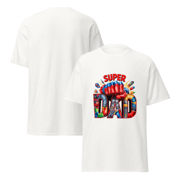 unisex-classic-tee-white-front-and-back-6a362437afcb1 T-Shirt « Super Dad » – Le Héros du Quotidien